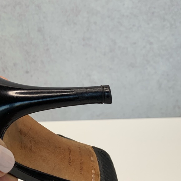 VTG Sergio Rossi SlingBack Blk Polished Leather 39 - Picture 6 of 8